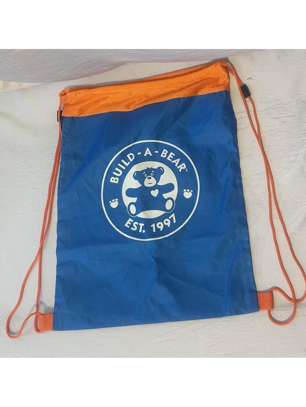 Build A Bear Carrier Drawstring Bag Blue & Orange Backpack BABW